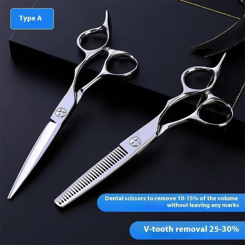 6 Inch Salon Hair Stylist Professional Hairdressing Scissors Japan440C Steel Straight Scissors Thinning Shear Knife Set