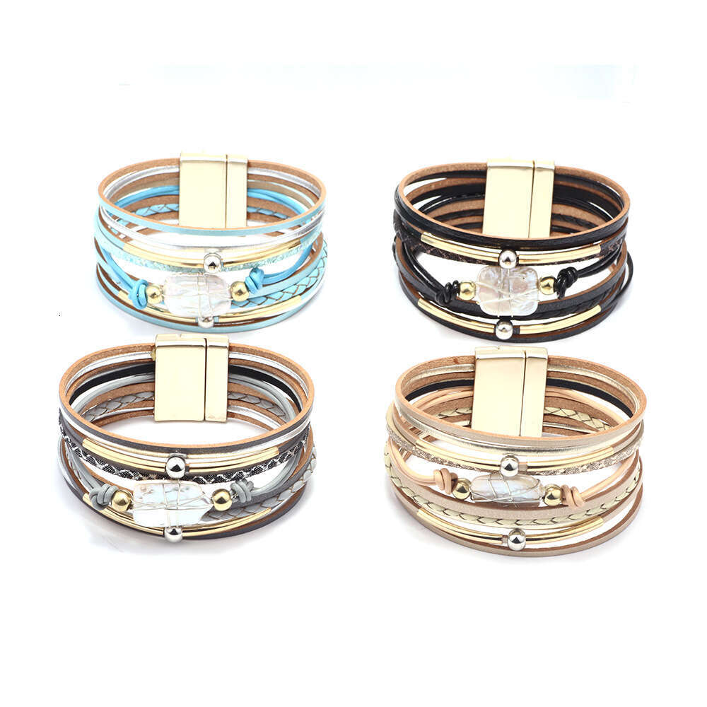 Bohemian ethnic style women's multi-layer pearl stone temperament bracelet, fashionable accessory