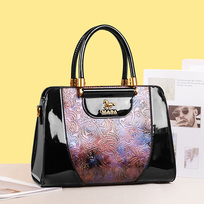 Women's 2024 New Shiny Leather Commuting Versatile Crossbody Niche Single Shoulder Women's Handbag Mother Bag