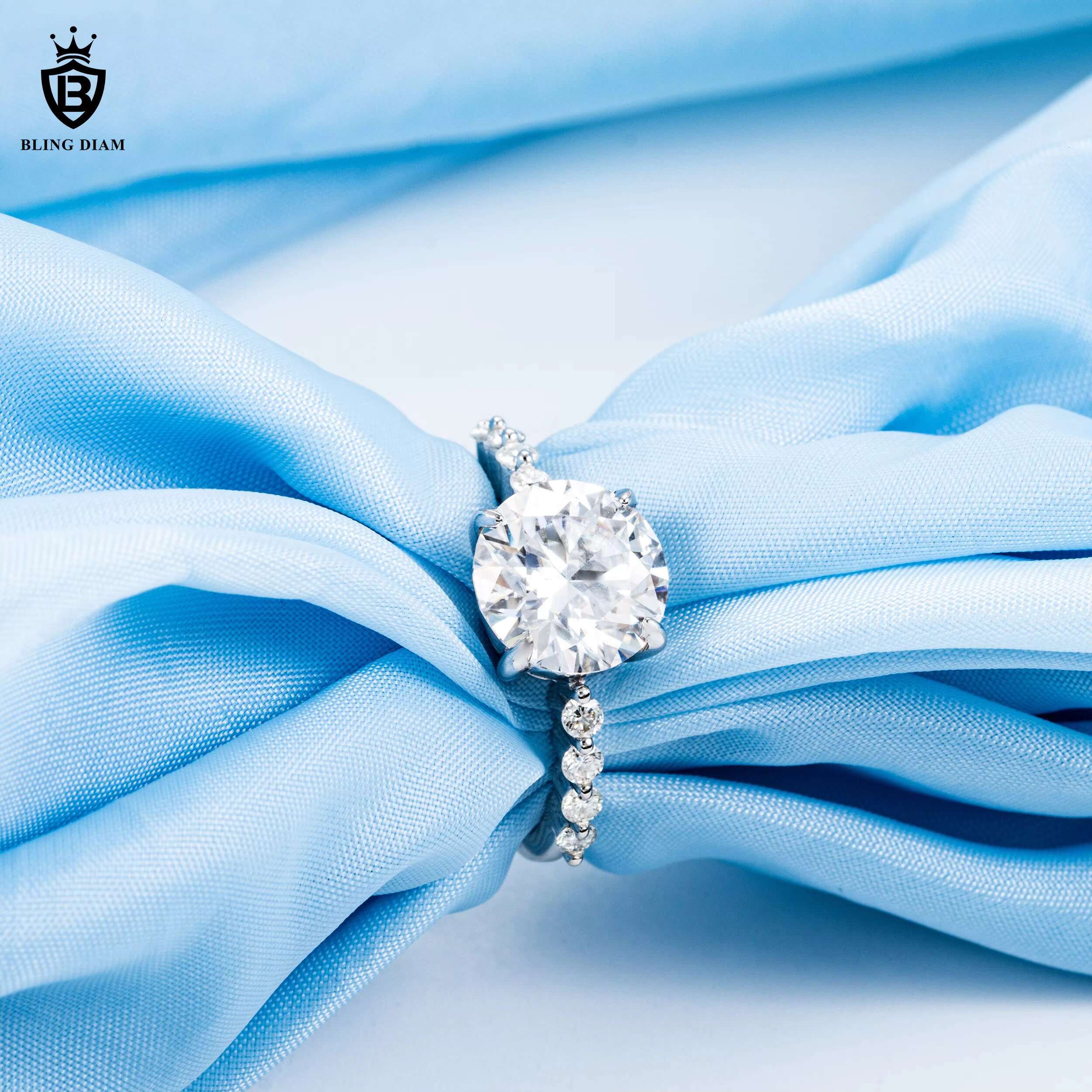 Blingdiam Wedding Engagement Diamond Ring Set Jewelry Women Jewelry 925 Sterling Silver Vvs Round Moissanite Ring for Women