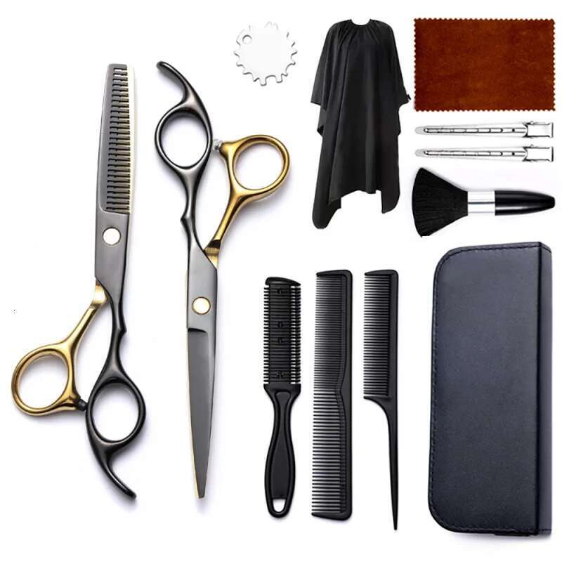 Salon Hairdresser professional flat scissors and reduced-tooth scissors are suitable for home hairdressers. Hairdressing scissors set