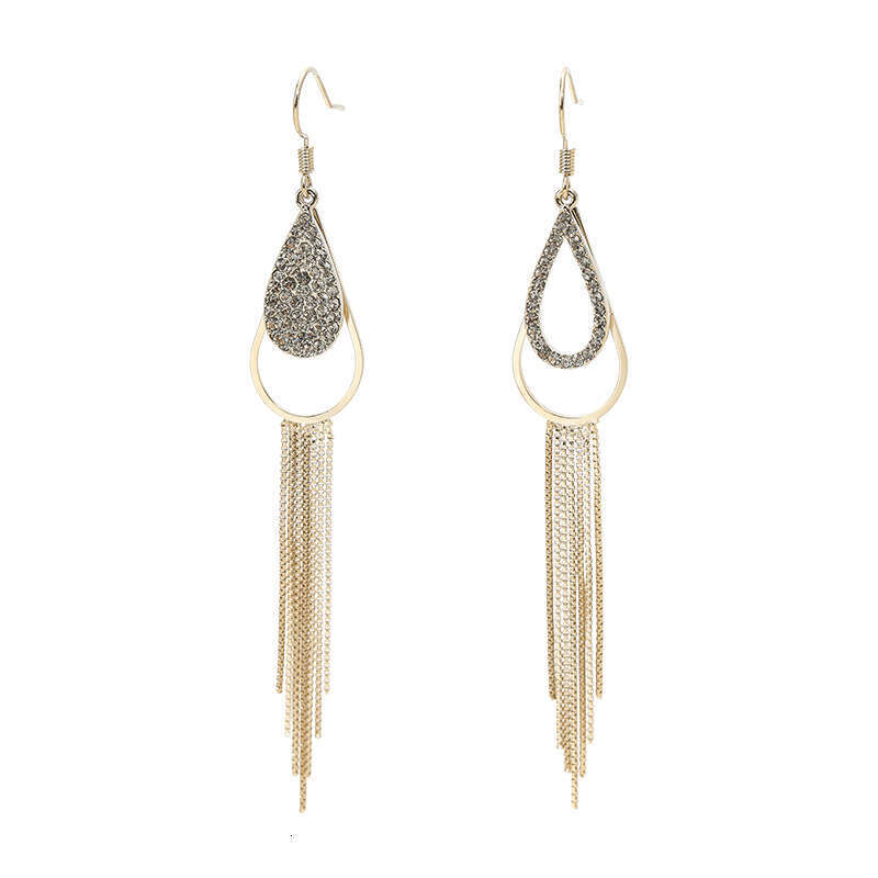 Temperament long style full dia tassel Korean internet celebrity temperament women's sier needles personality exaggerated design earrings
