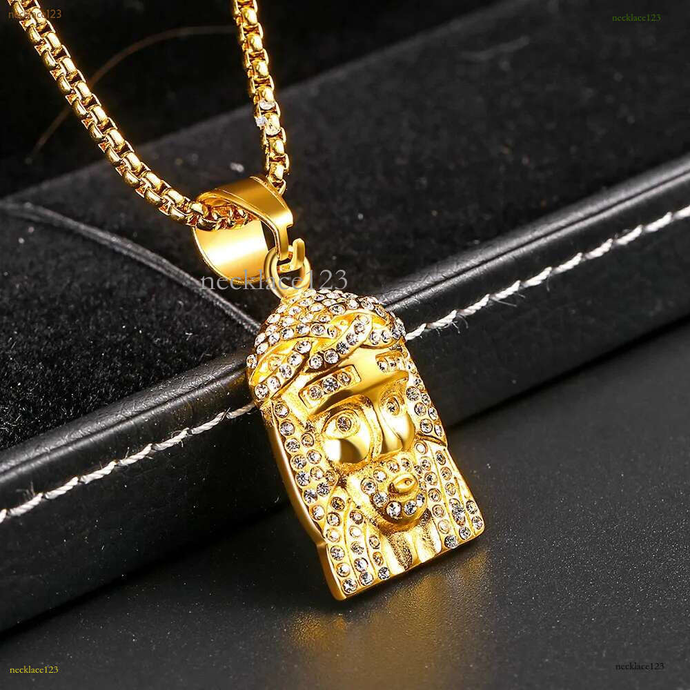 Pendant Necklaces Mens Hip Hop Necklace Jewelry Iced Out Jesus Piece With 60Cm Gold Cuban Chain Drop Delivery Pendants Dhgarden Oio