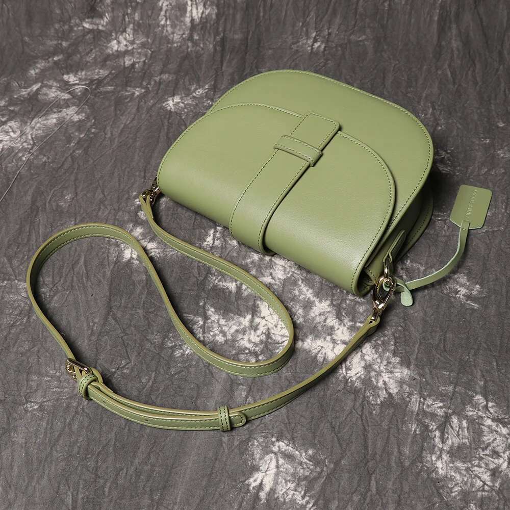 LUOKIR New Women's Genuine Leather Shoulder Crossbody Fashionable Versatile Envelope Half-Moon Shell Phone Bag