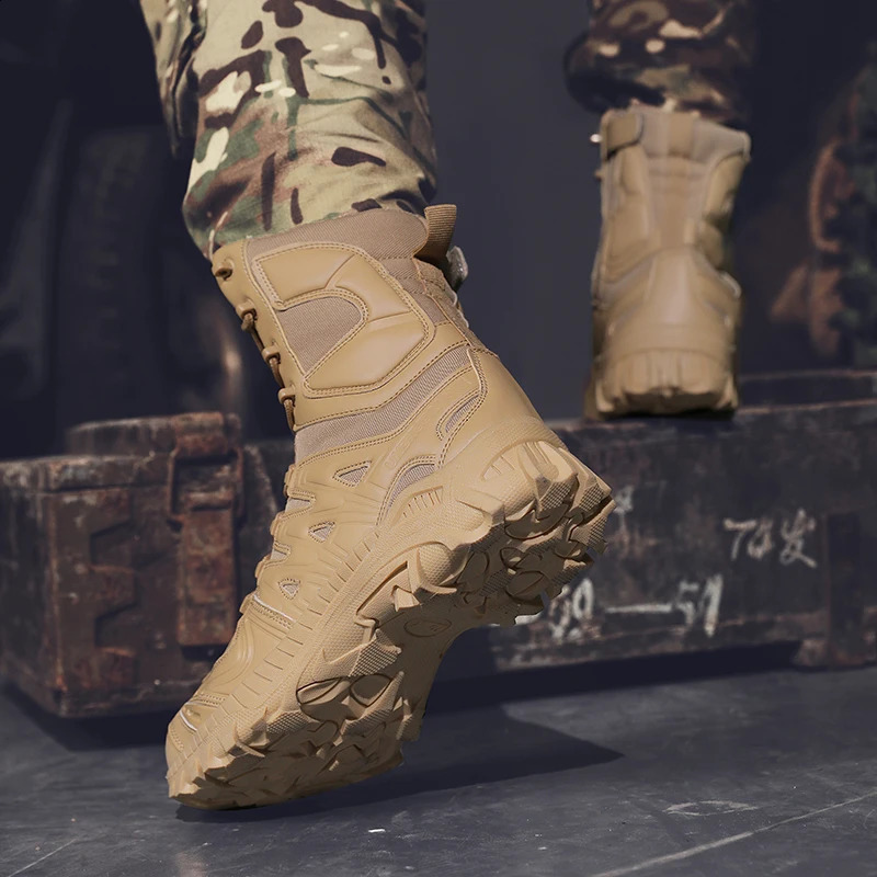Mens Four Seasons Breathable Desert Hiking Boots Mens High Top Outdoor Mountaineering Boots Alum Fishing Boots Hiking Boots 250421
