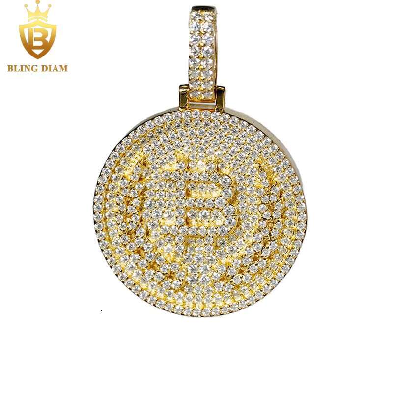 Factory Price Wholesale Fashion Fine Jewelry 925 Silver Moissanite Round Circle Charms Pendants