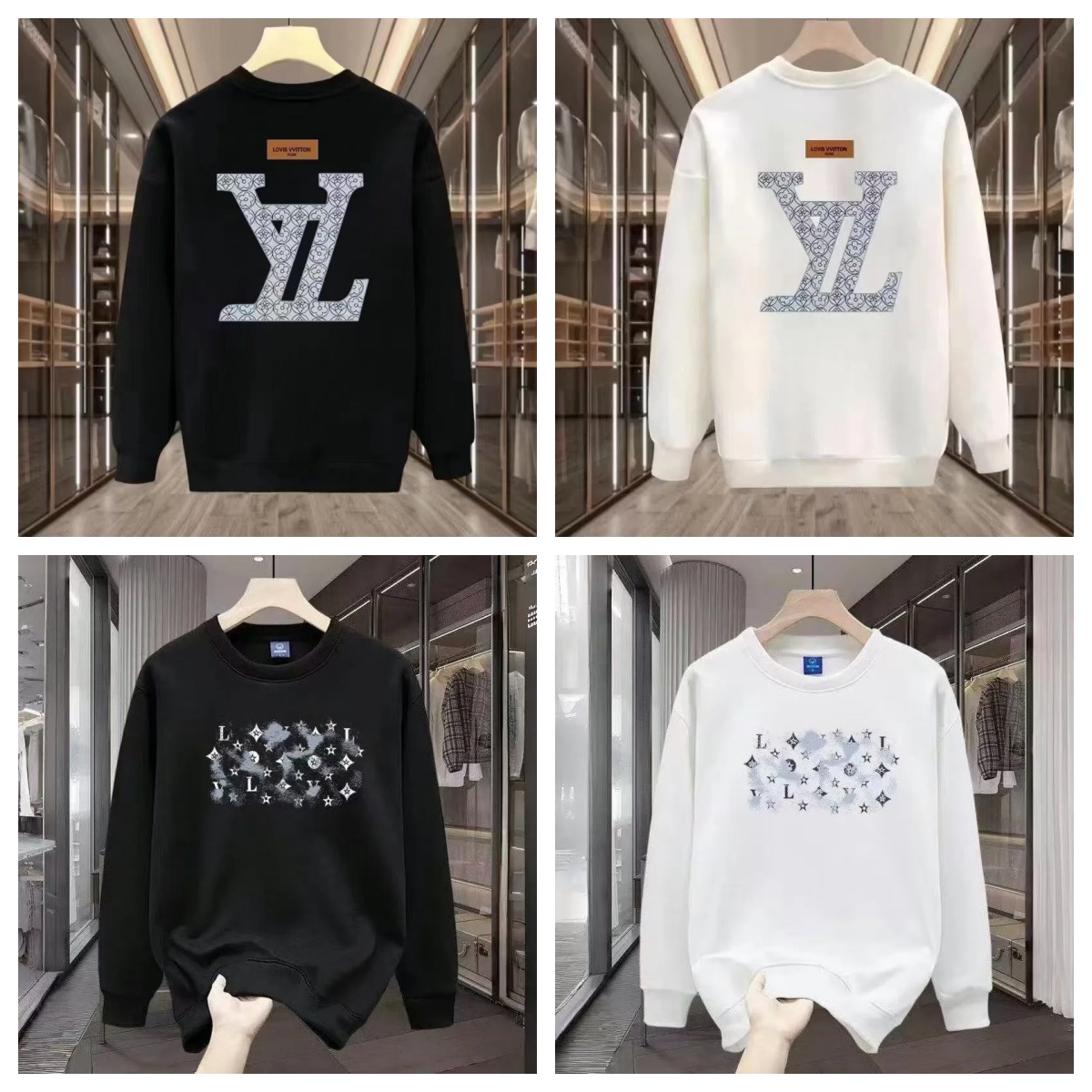 Designer Men's Hoodies Cotton new presbyopic letter Crewneck Sweatshirts for Men Women Oversized Vintage Breathable Loose Fit High Street casual 