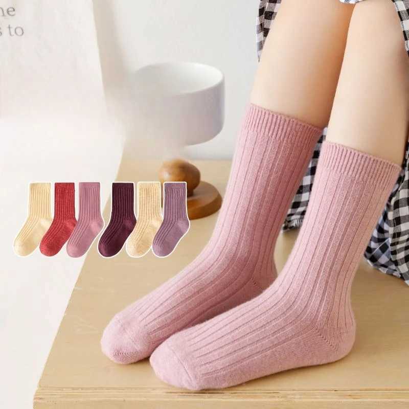 1-12 Year Kids Merino Wool Sports Socks for Girls Boys Toddler Thermal Winter Warm Thick Cushioned Moisture Hiking Socks 3 Pairs G251124