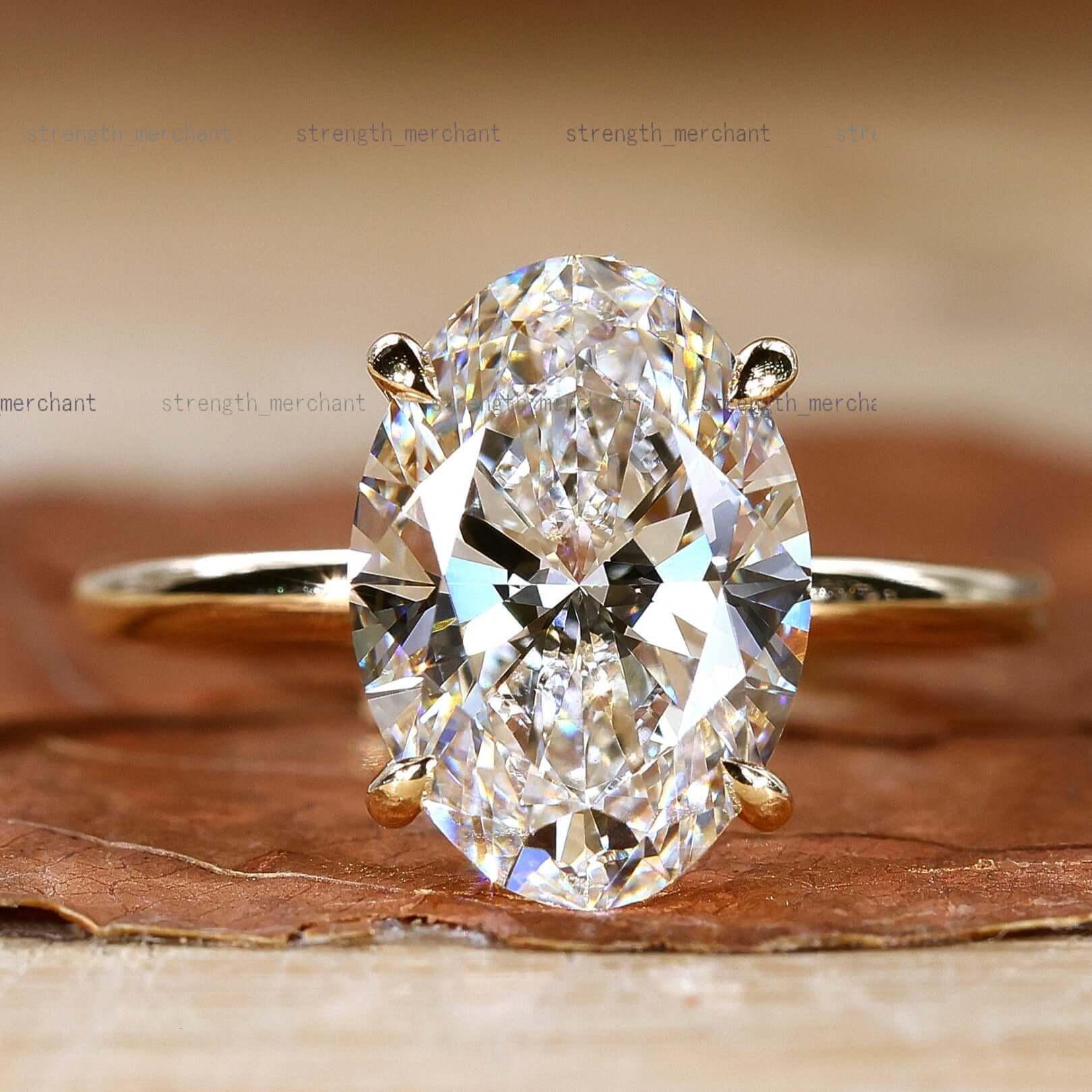 Wholesale Solid Gold VVS Moissanite Engagement Rings for Women Stylish 10K 14K 18K Oval Cut Diamond Design