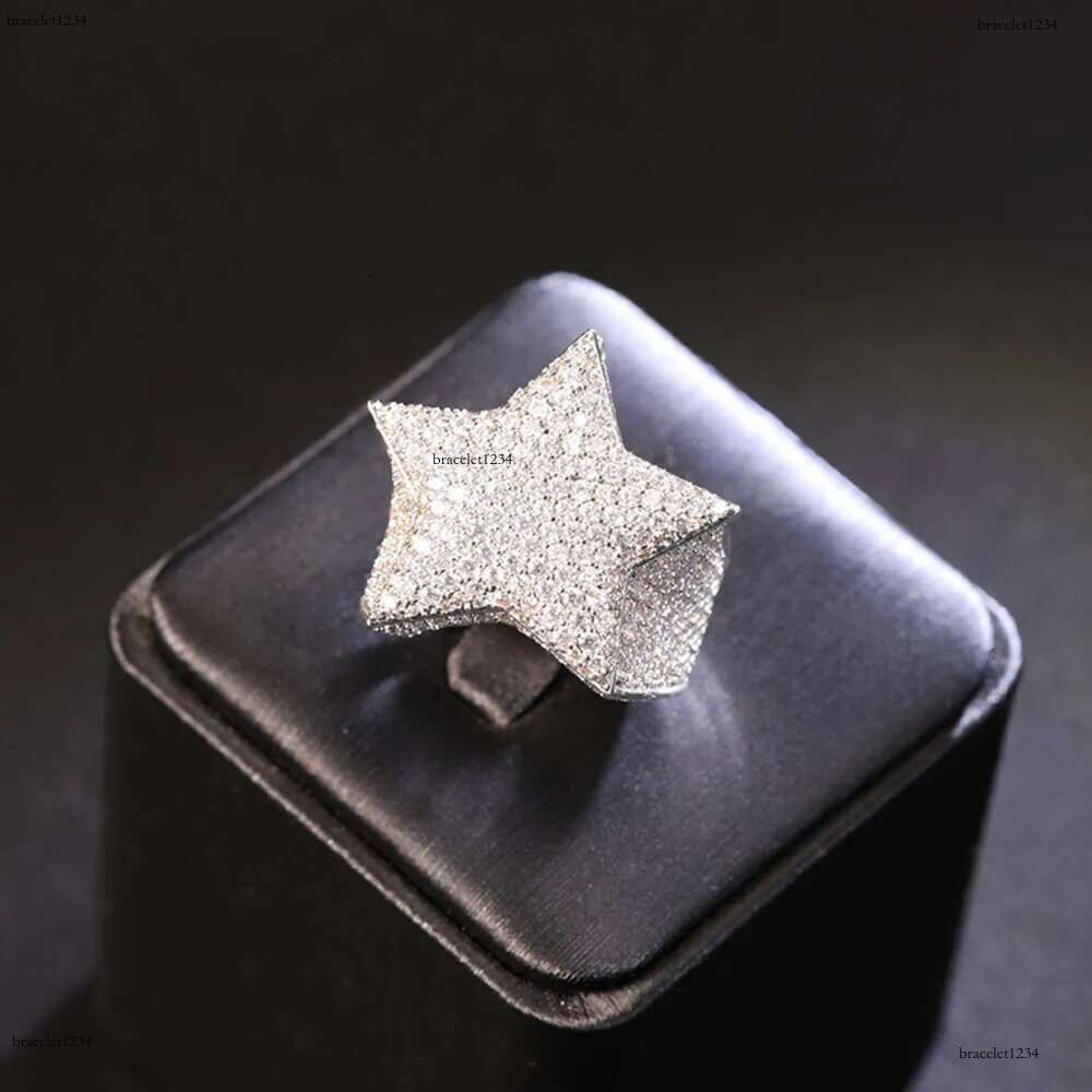 Custom with GRA Certified Certificate Sterg Sier Iced Out Hip hop Star VVS Moissanite Cuban k Ring Mens