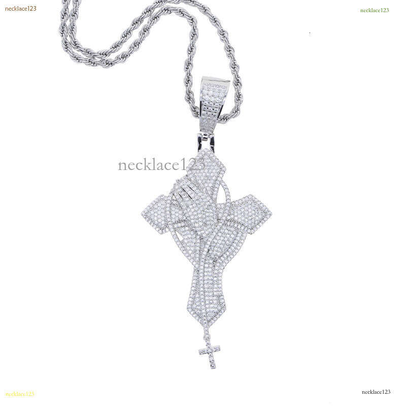 New Prayer Ice out vvs Moissanite Cross pendant Fashion trend Hip hop chic men's accessories Free shipping