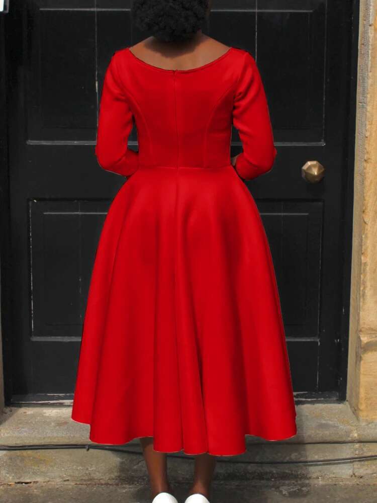 Women White Dresses Party O Neck Three Quarter Sleeves High Waist A Line Pleated Summer Fashion Evening Birthday Gowns 2023 New
