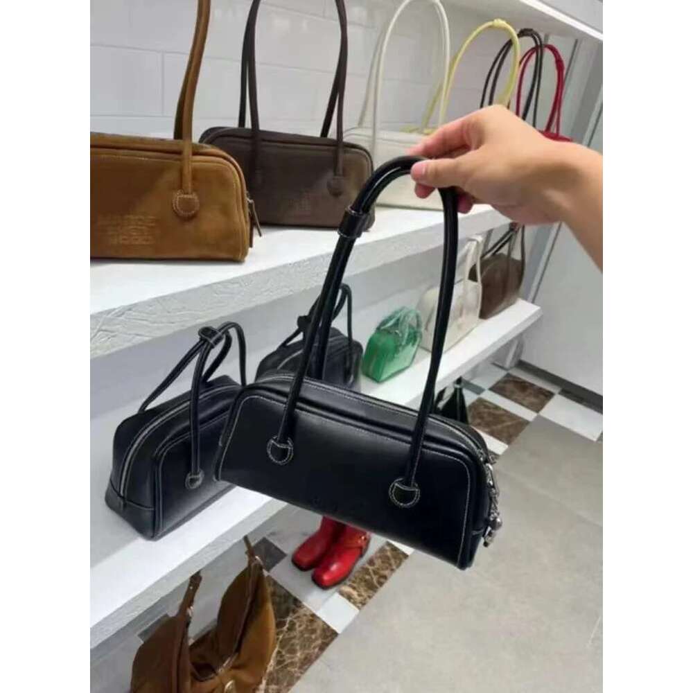Original Korean Marge Niche Designer Suede Boston Pillow Bag Cross-Body Sherwood Handbag