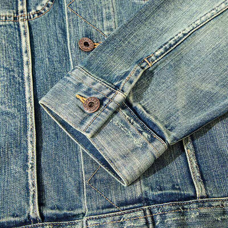 High Quality Men's Casual Vintage Washed Distressed Button up Work Denim Jacket