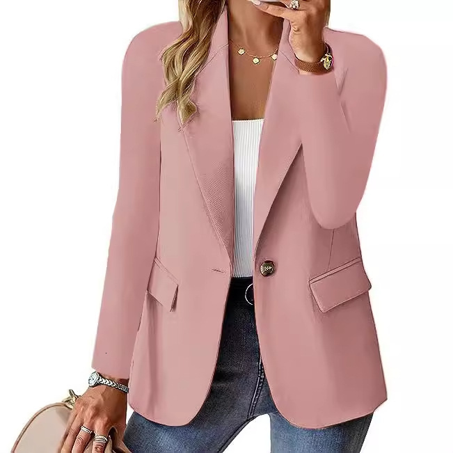 Fall 2024 long sleeved solid color cardigan small suit jacket for women