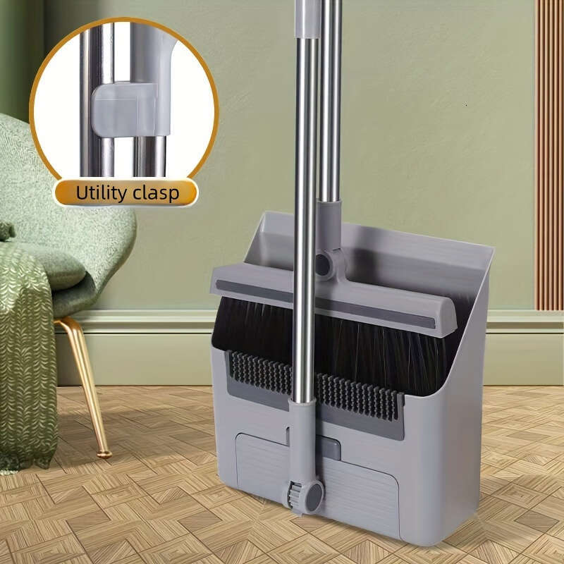 3-in-1 Ergonomic Long Handle Floor Kit High-Efficiency Broom, Dustpan & Brush Set for Home, Office, School, Dorms - Durable, Easy-to-Clean Household C