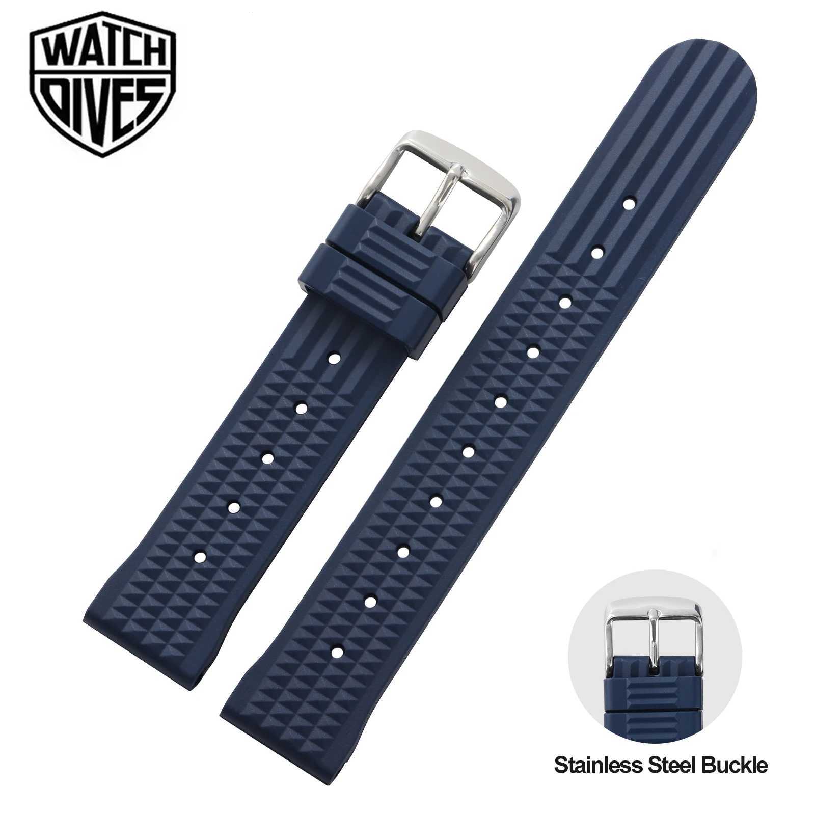 FKM Rubber Waffle Watch Strap 20mm 22mm Fluororubber Strap Universal Diver Waterproof Cfortable Sports Fast Release Watchbands C251124