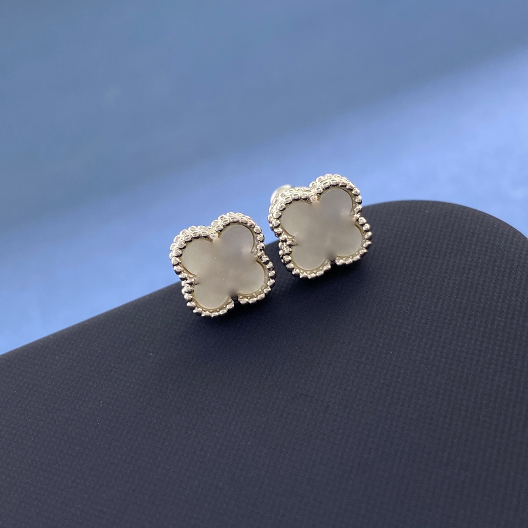 mini size Earrings Made of natural shells and natural agate Gold Plated 18K designer 925 silver diamond crystal stud jewelry gift for girlfriend 022A