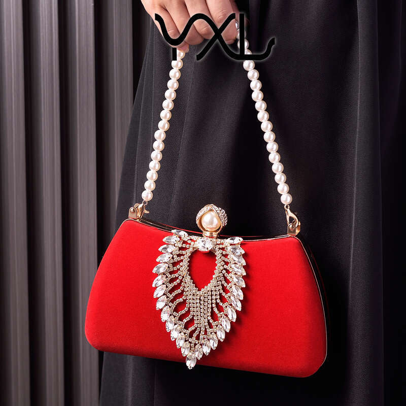 Dinner Bag Fashion Diamond Velvet Dinner Black Noble Dress Qipao Bag Party Bride Bag KQ