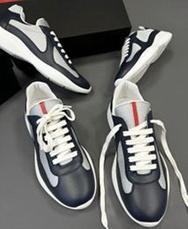 PR AD A Popular Designer Low Top Sneakers Shoes Men Rubber Sole Runner Sports Fabric Patent Leather Men's Wholesale Discount Size EUR35-47