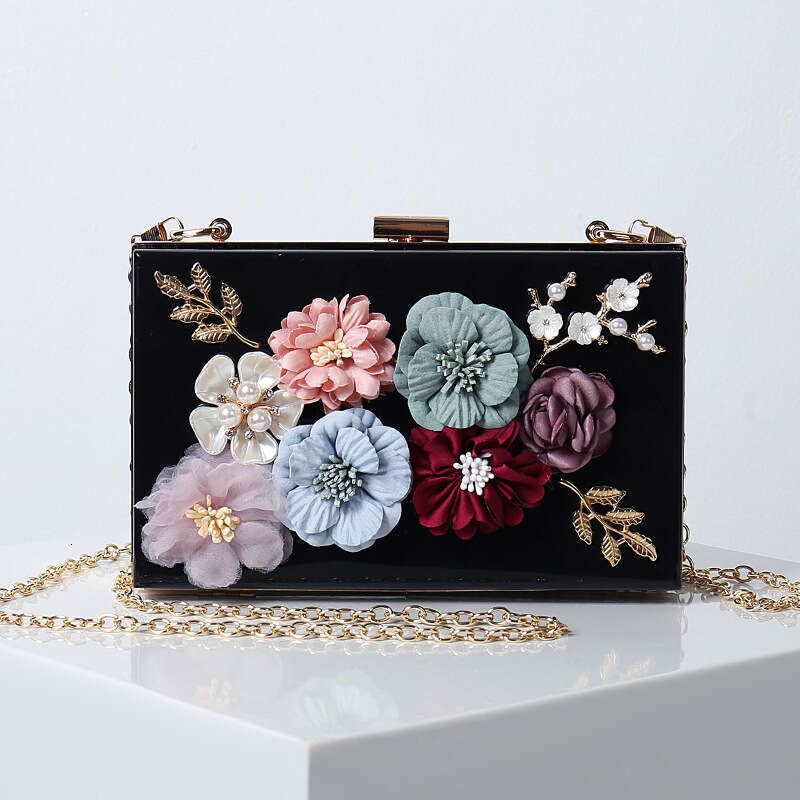 Dinner Bag Diagonal New Flower Banquet Women S Fashion Evening Wear Chain D Small Square Handheld Acrylic Bag KQ