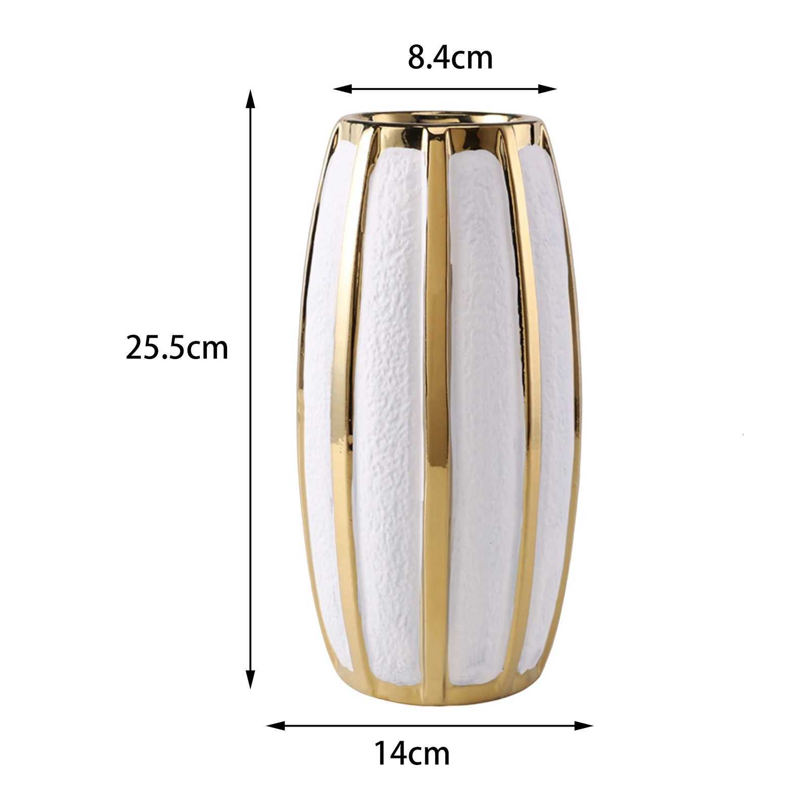 Light Luxury Vase Decoration Ceramic Vase White Gold Painted Ceramic Flower Pot Tabletop Vase For Wedding Dining Room C251124