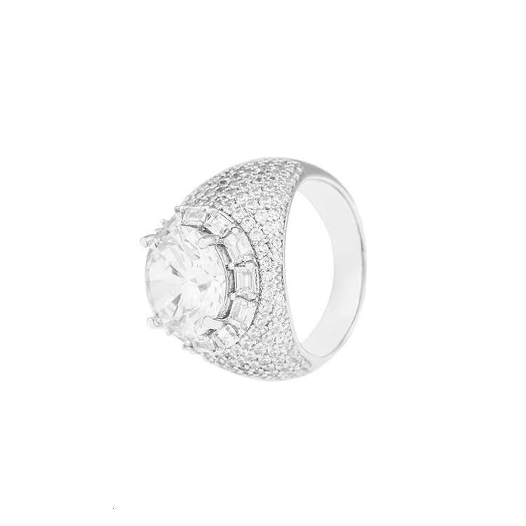 Hot Sale Rapper Ring 18K Gold Plated 925 Sterling Silver Larger Size Diamond VVS Moissanite Ring for Hip Hop Jewelry