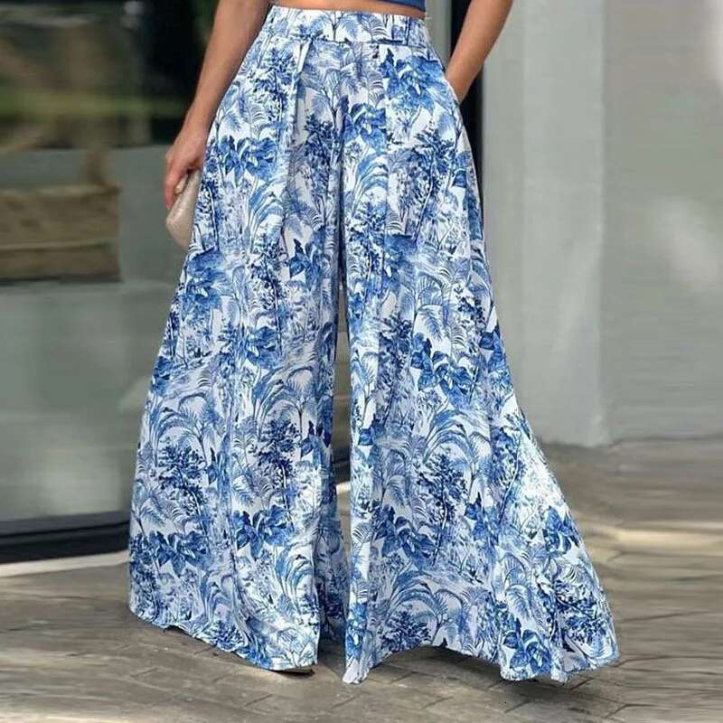 Women Sexy Sleeveless Crop Top Print Long Skirt Summer O Neck Female Beach Dress Suits Lady Slim Holiday Two Piece Sets