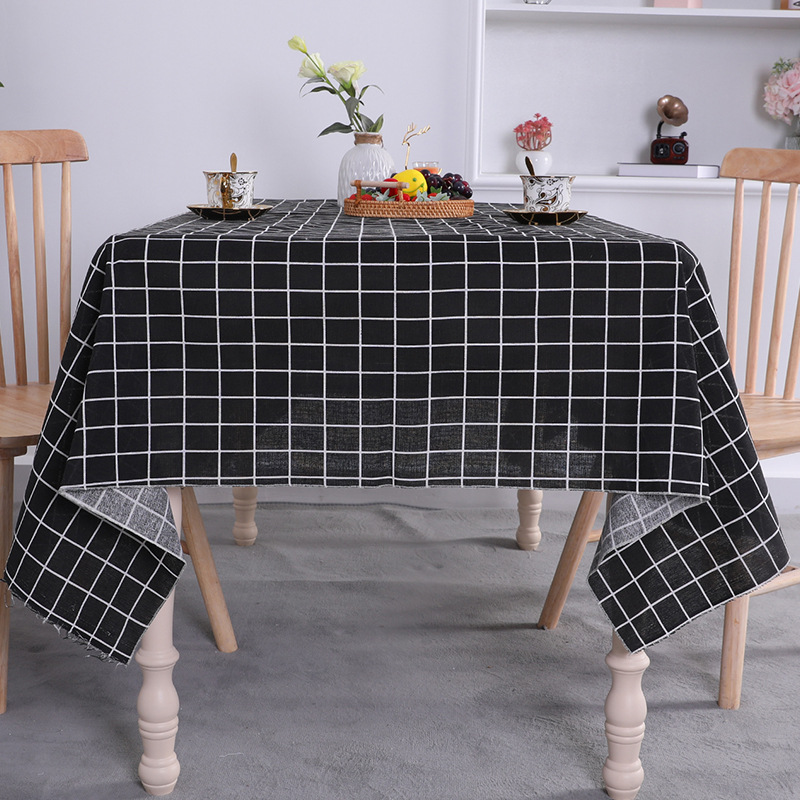 Simple and fresh cotton and linen checkered tablecloth, dining table fabric, home use, tablecloth, placemat YCD401