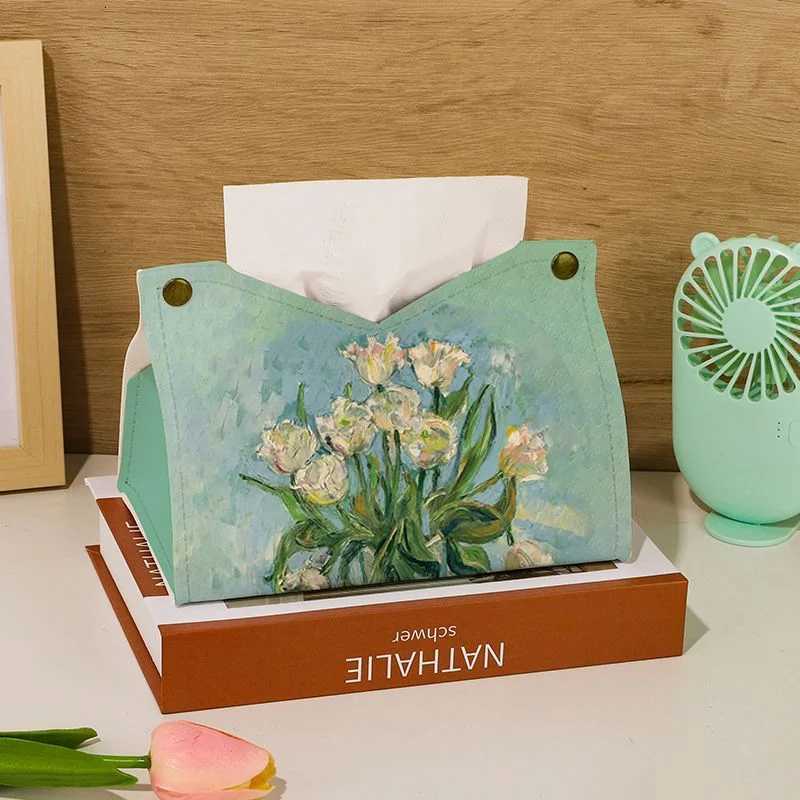 Nodic Environmental PU Leather Napkin Holder Foldable Tissue Box Home Office Waterproof Dustproof Storage Box Sundries OntainerM251124