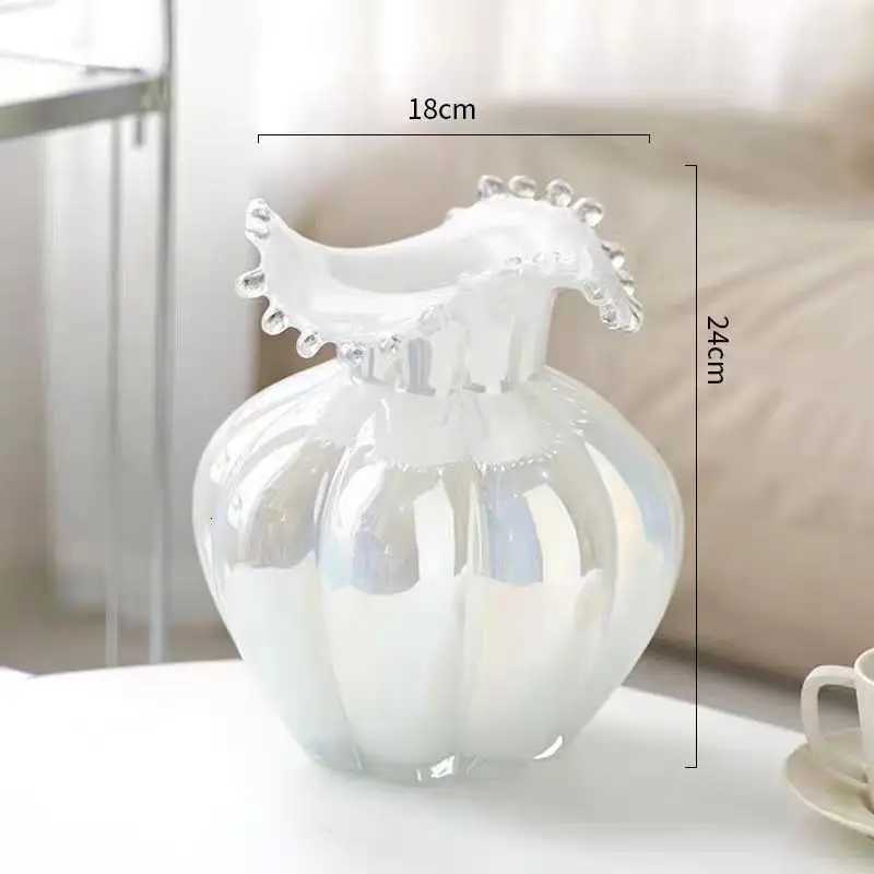 Modern Simple Glass Vase Creative Living Room Decor Light Luxury Furniture Handmade Vases Dining Room Table Vase Size 18x24cm C251124