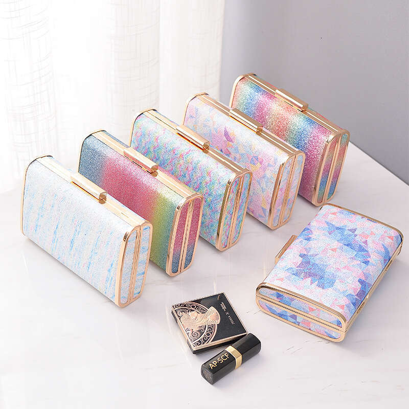 Dinner Bag Rainbow Dinner Creative Hollow Out Banquet Colorful Small Square Female Bag KQ