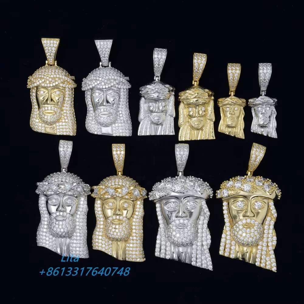 Trendy Design 18k Gold Plated 925 Silver Bling Moissanite Custom Big Jesus Pendant