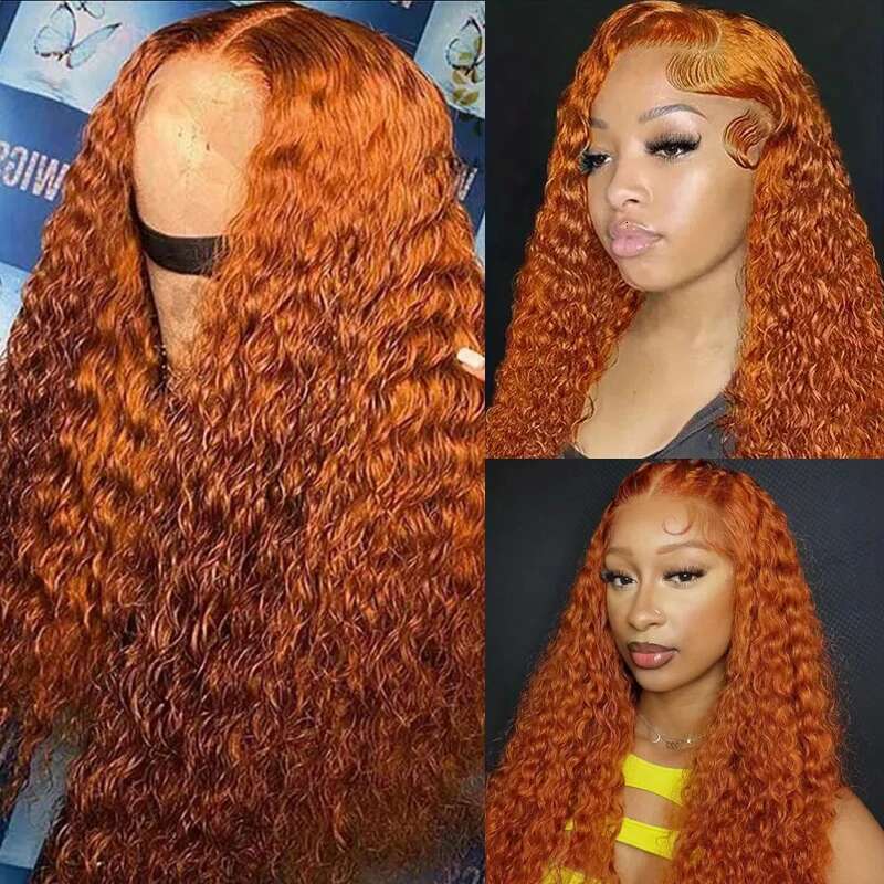 Water Wave Lace Front X X Colored Brazilian Human Hair Deep Curly Wigs Orange Ginger Tote Bag Tote Bag