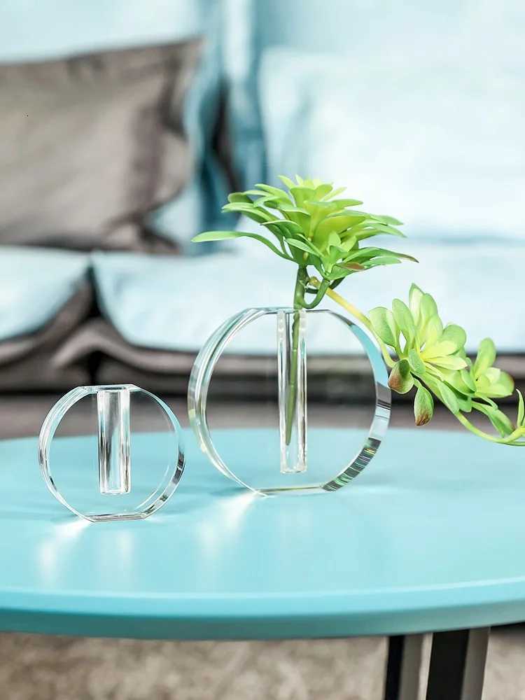 European Crystal Glass Vase Light Luxury Transparent Round Mini Flower Vases Hydroponic Systems Modern Home Decoration Accessory C251124