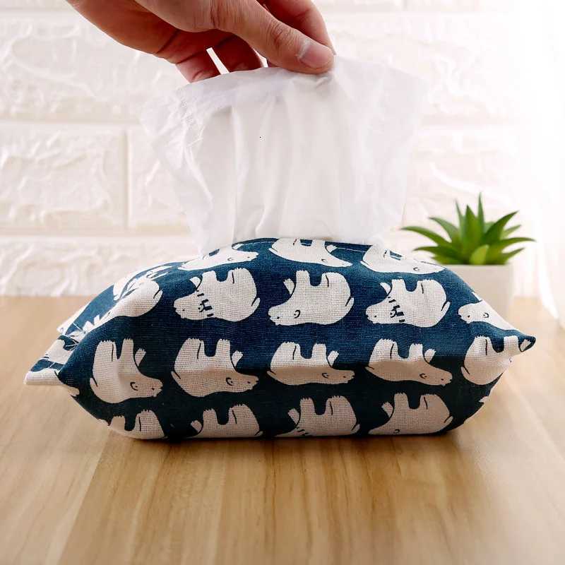 1pcs portable Cute cartoon tissue box paper towel box cotton and linen car home decoration small bag paper bagM251124