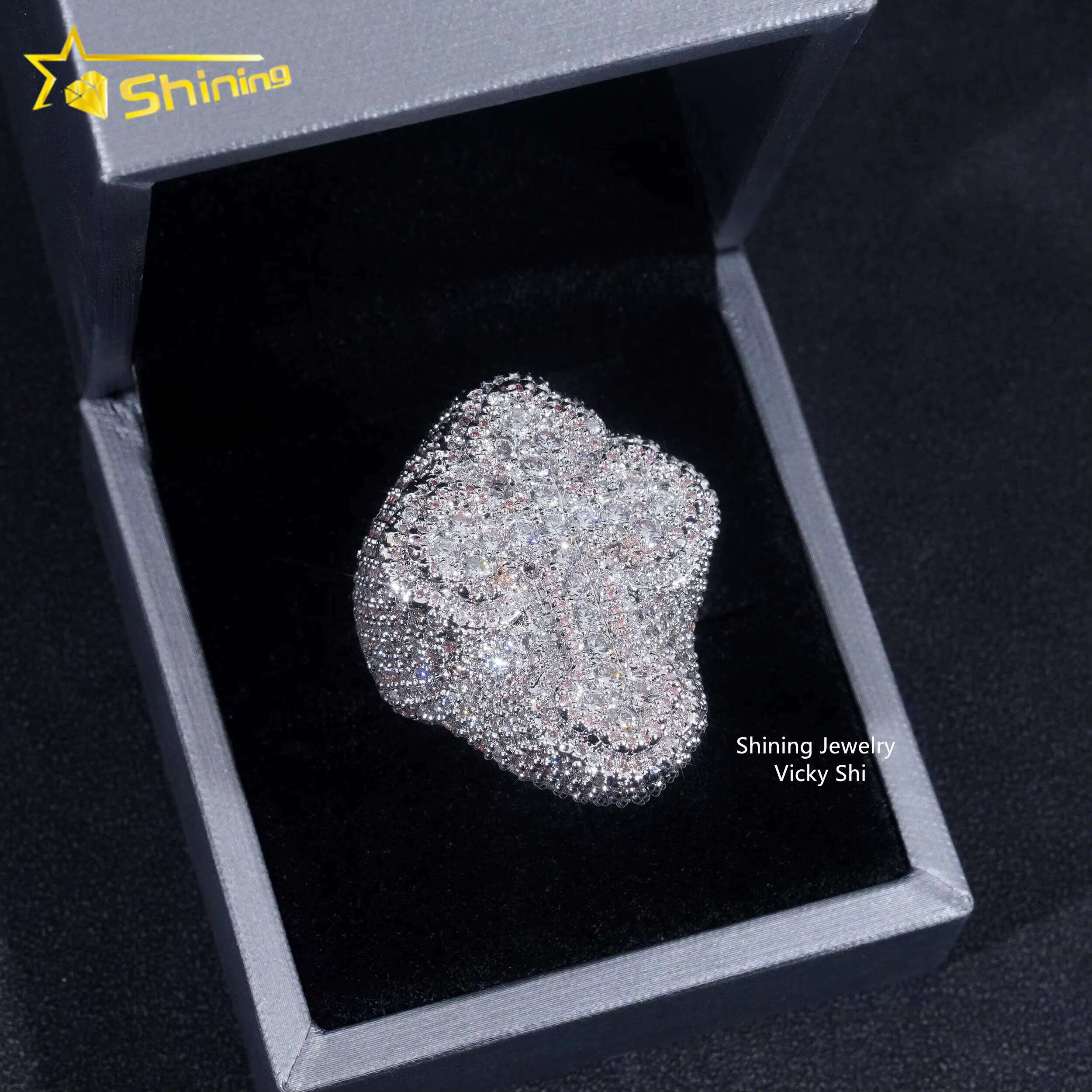 Fast Shipping Iced Out Hip Hop Ring Men Fashion Brass Cubic CZ Diamond Cross Ring Luxury Style Wedding Engagement Rings