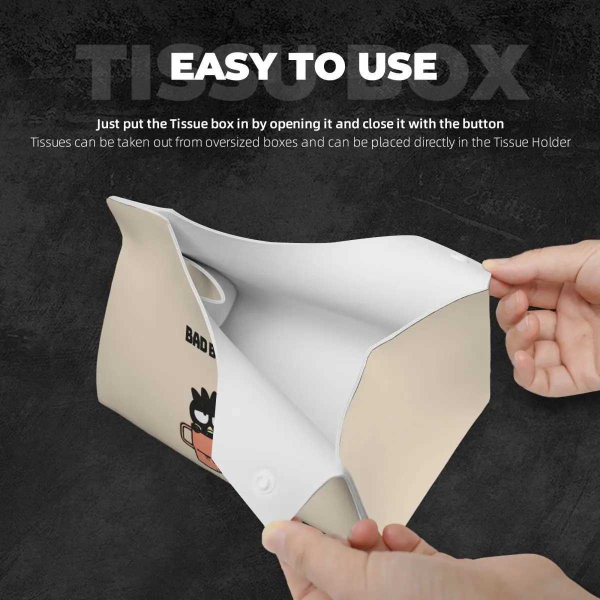 Custom BADBADTZ-MARU Tissue Box Holder Rectangular Cartoon PU Leather Facial Tissue Box Cover for Car BathroomM251124
