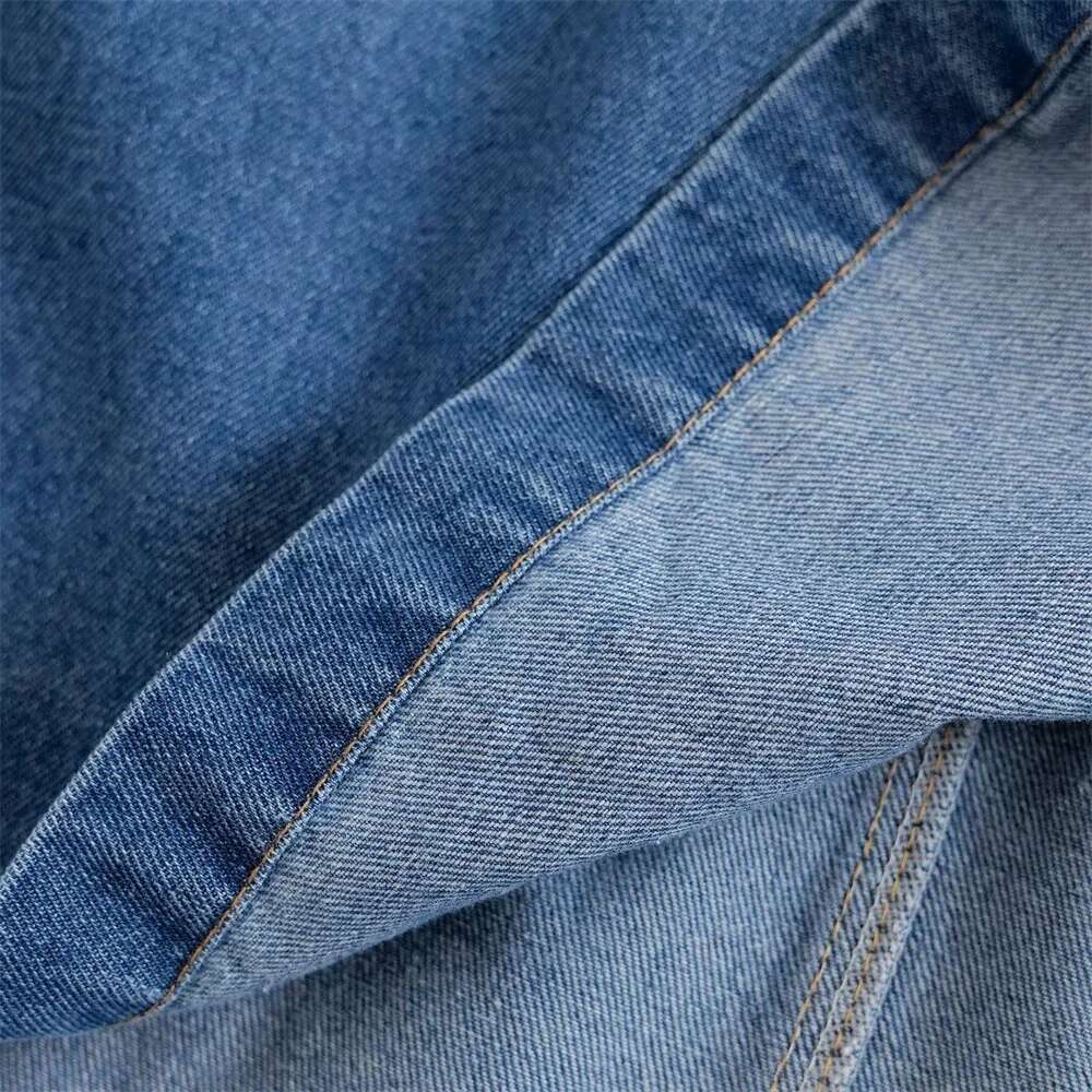 Designer Clothes Pb&Za Early Autumn New Women's Fashion Solid Color V-Neck Loose Denim Pullover Top High Waist Trousers Set