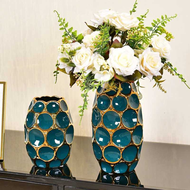 Modern light luxury vase living room flower arrangement European creative ceramic dried flower decoration simulation floral C251124
