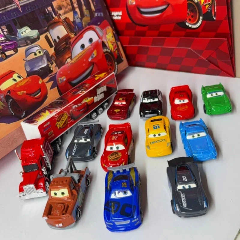 Disney Pixar Cars 12Pcs Metal Diecast Models Lightning McQueen Jackson Uncle Truck Toy Gift Box for Kids Birthday set H251124