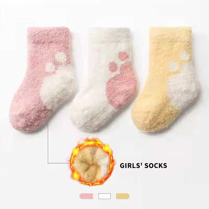 3 Pairs Winter Autumn Toddler Baby Mid-calf Socks Warm Thicken Unisex Casual Soft Indoor Home Cozy Elastic Underwear for Baby G251124