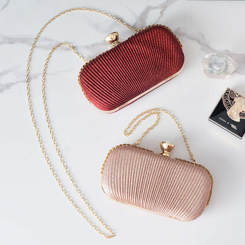 Dinner Bag Wrinkle New Dinner One Shoulder Evening Dress Small Handbag High Sense Handheld Bag Female KQ