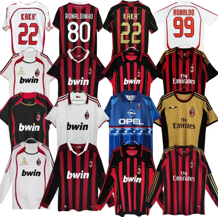 90 91 Retro shirts SOCCER JERSEYS 95 96 97 Gullit 01 02 03 12 14 15 2006 2009 2010 Maldini Van Basten Football KAKA 06 07 PIRLO RONALDINHO BAGGIO ac es classic