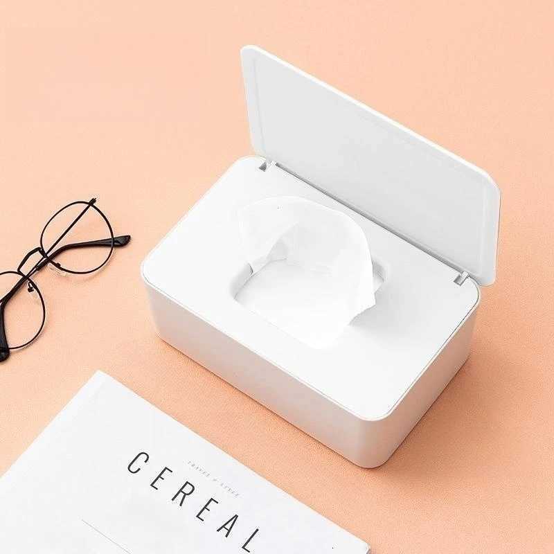 1pc Wet Tissue Box Desktop Seal Wipes Paper Storage Box Household Plastic Dust-proof With Lid Tissue Box For Home Office DecorM251124