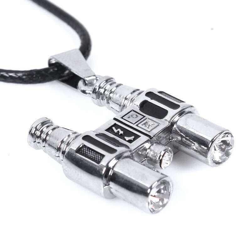 Wind metal pendant telescope shaped trendy men's wax rope hanging neck long necklace