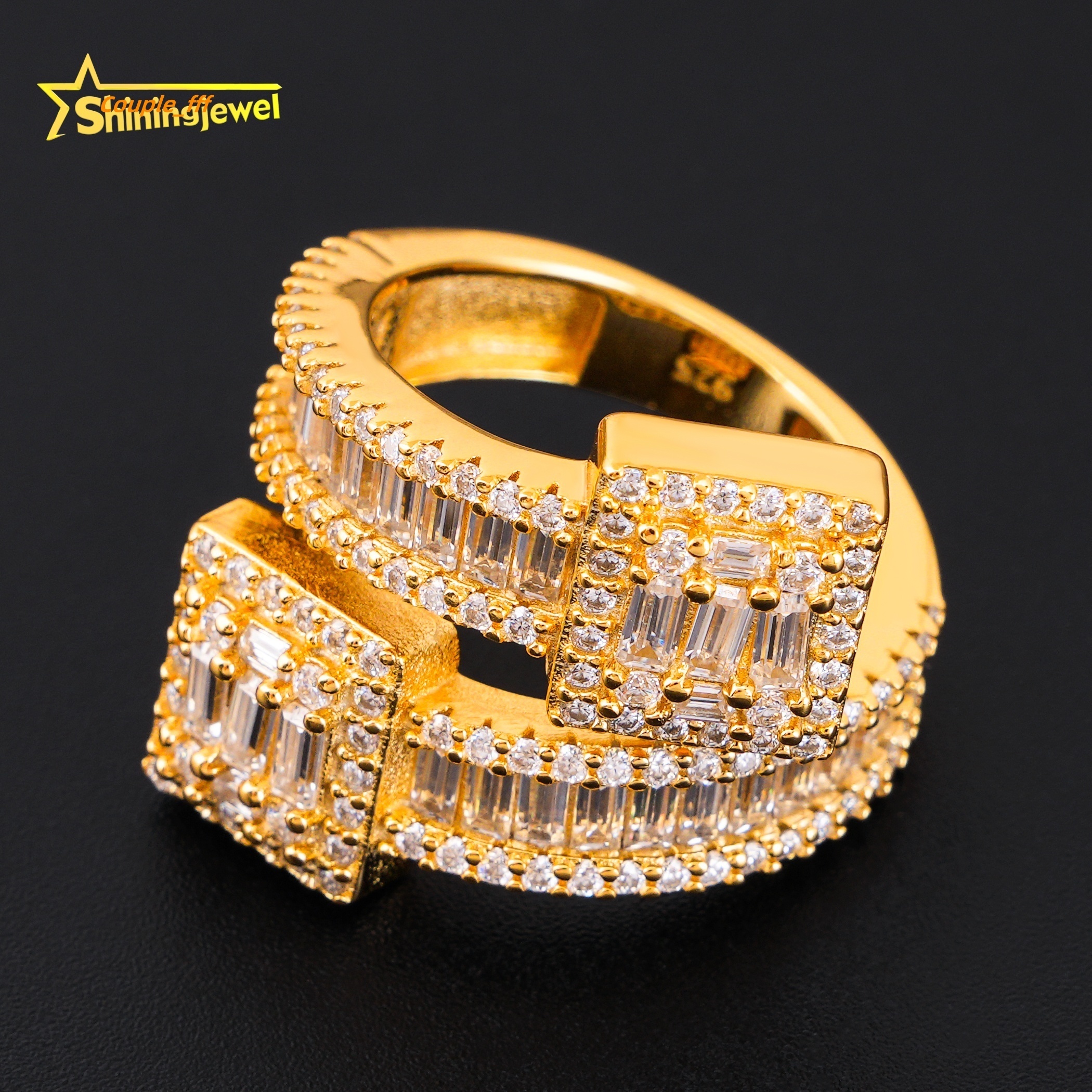 Shining Jewelry 925 Sterling Silver Rapper Hip Hop Ring Custom High Quality Iced Out Men Moissanite Ring