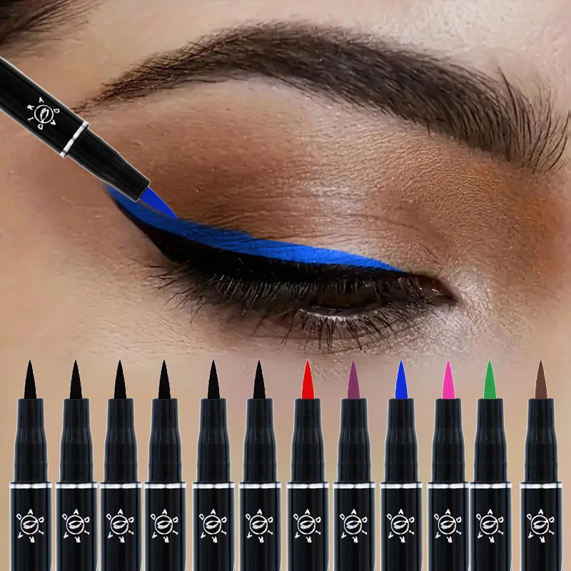 12 pieces of color eyeliner waterproof stain proof silver non makeup 250418