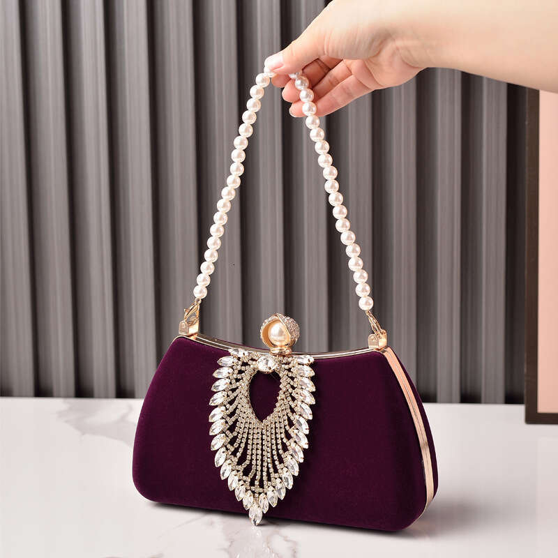 Dinner Bag Fashion Diamond Velvet Dinner Black Noble Dress Qipao Bag Party Bride Bag KQ