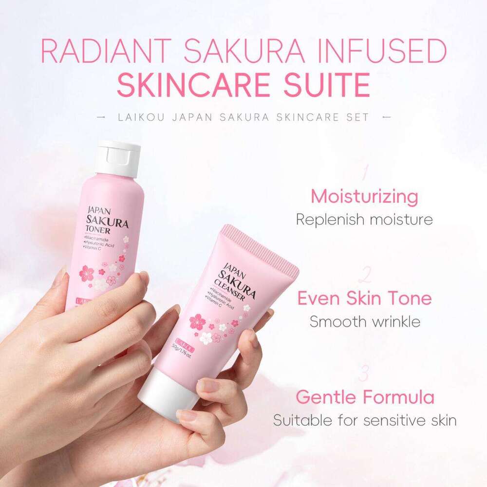 Sets Kits Laikou 8Pcs Skincare Set Sakura Cleanser Toner Lotion Cream Deep Cleansing Moisturizing Oil Control Portable Kit Travel X251124